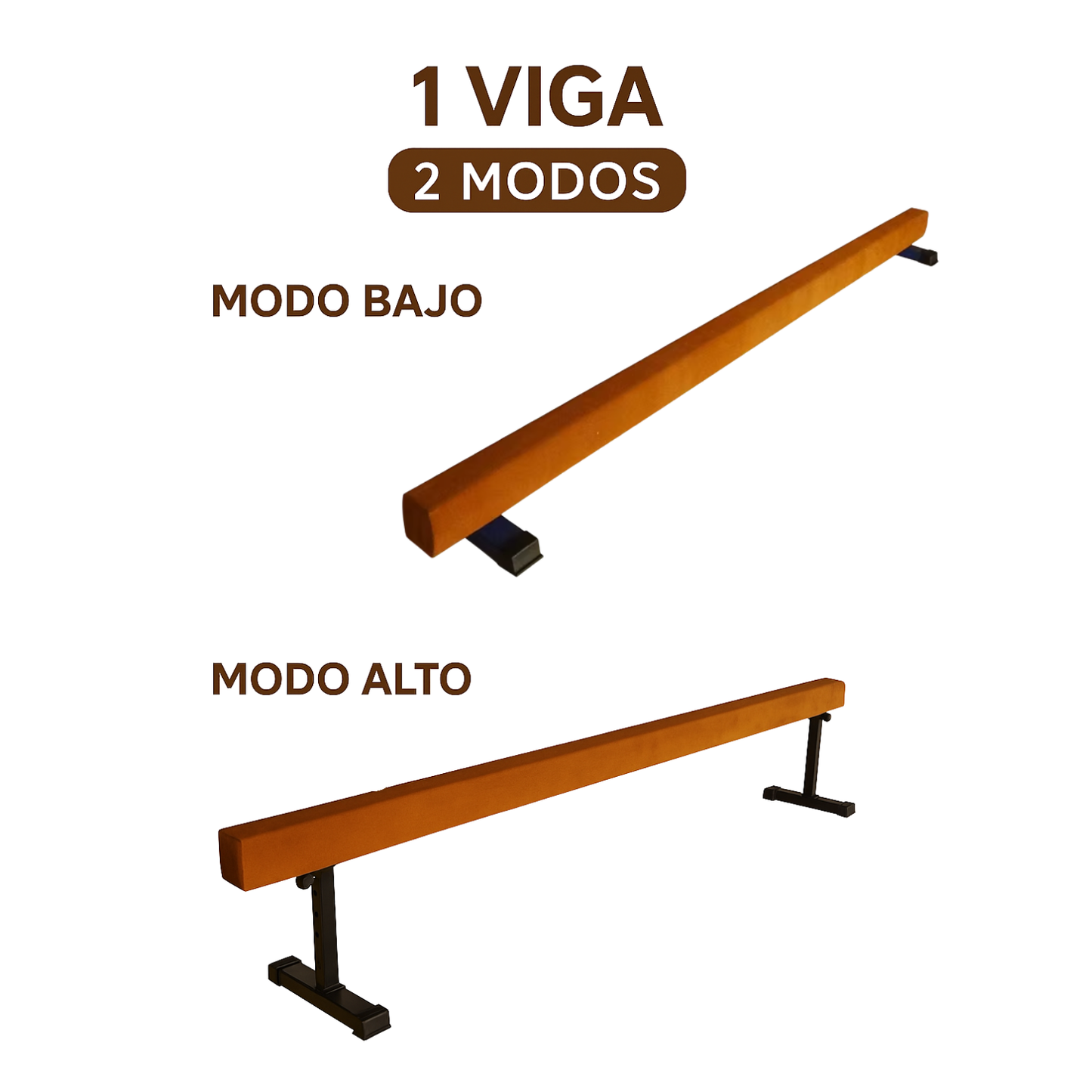 Viga de Gimnasia Ajustable 3 m | Altura Regulable Café
