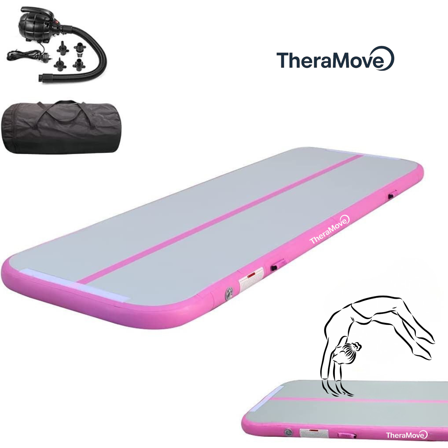 Air Track TheraMove 3m Rosado y Gris