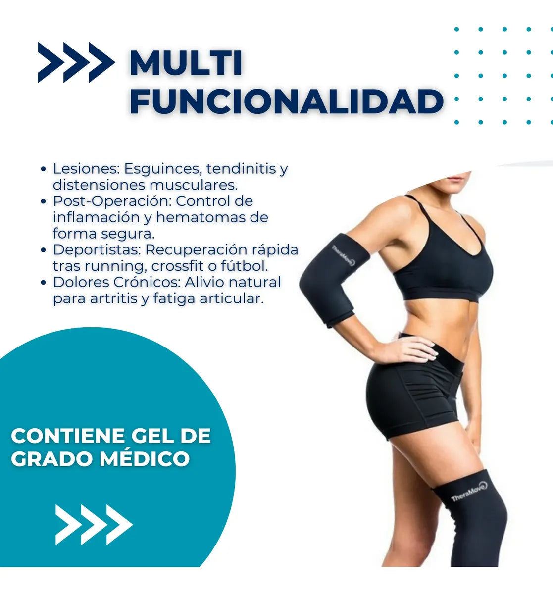 Manga de Compresión con Gel Frío/Calor para Rodilla y Brazo | Alivia Dolor y Lesiones | TheraMove