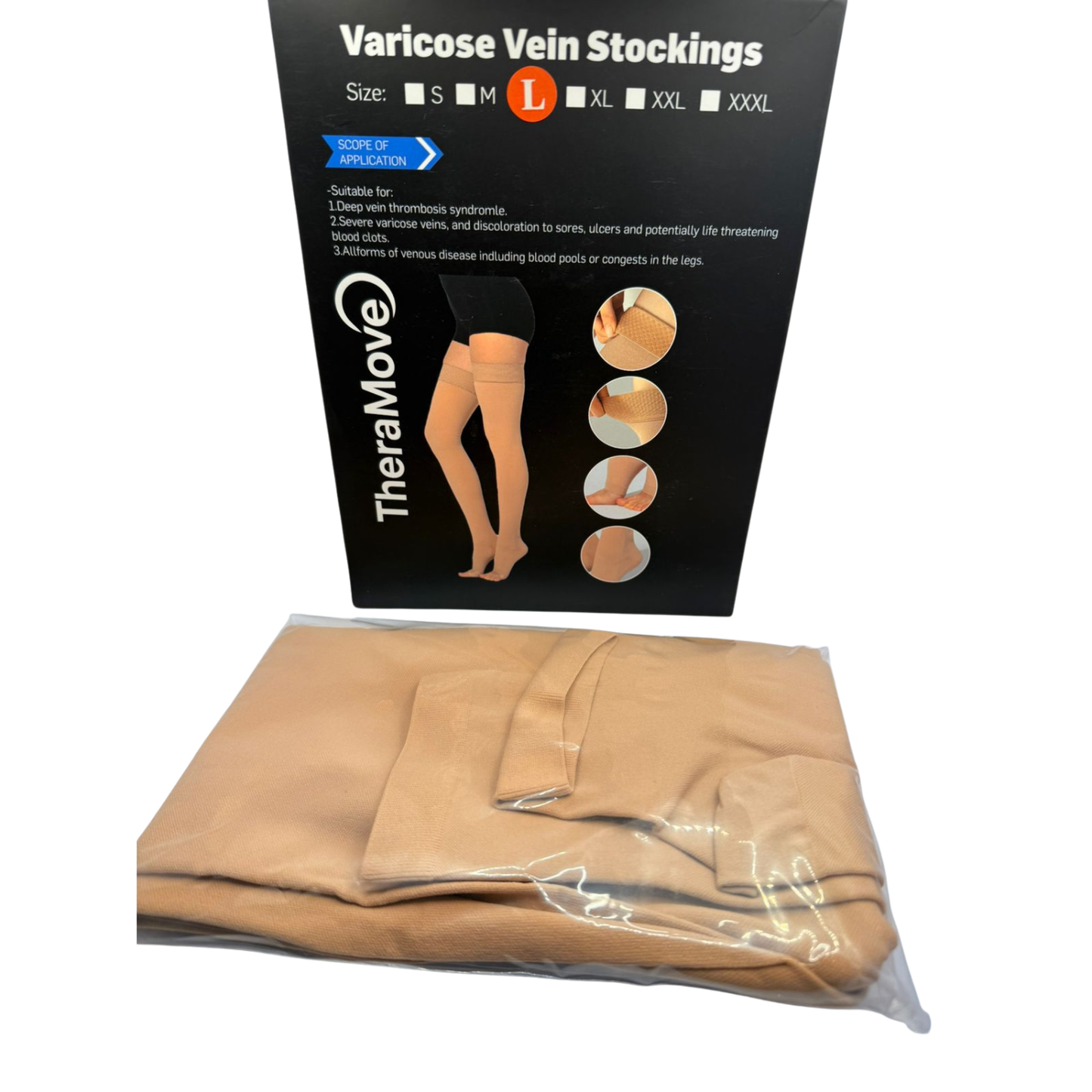 Medias de Compresión Médica TheraMove Hasta el Muslo – Talla XL