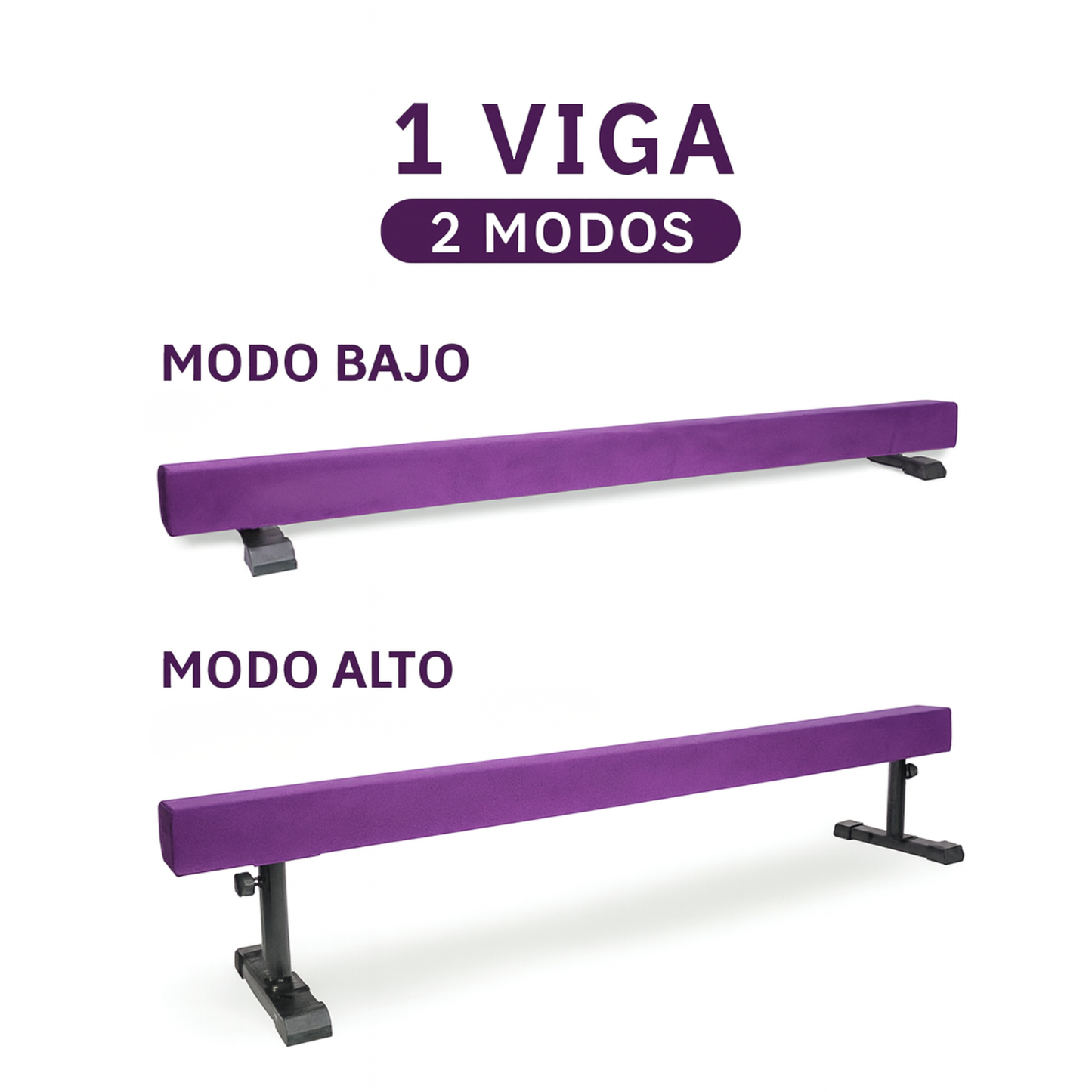Viga de Gimnasia Ajustable 3 m Altura Regulable Morado