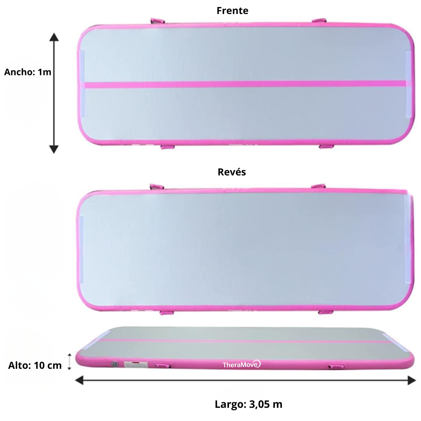 Air Track TheraMove 3m Rosado y Gris