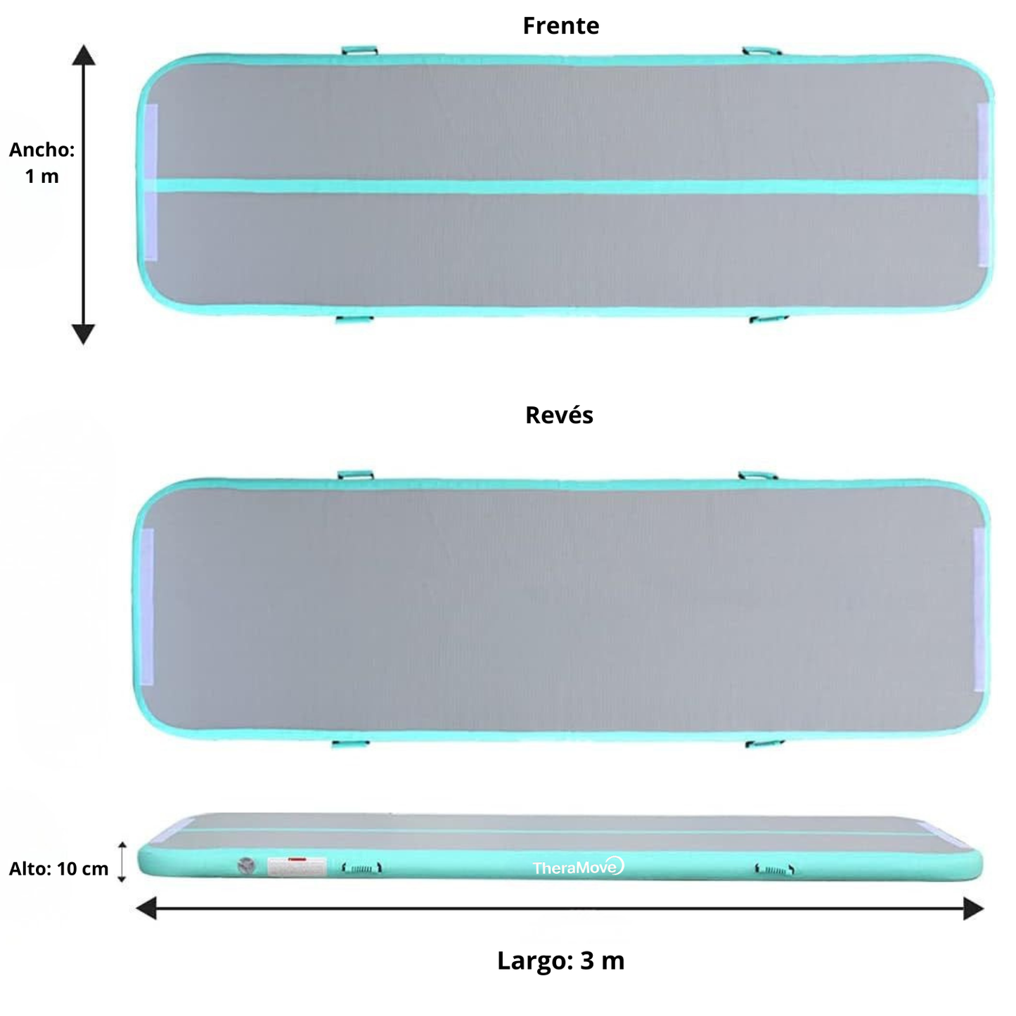 Air Track TheraMove 3m Celeste y Gris 10cm espesor